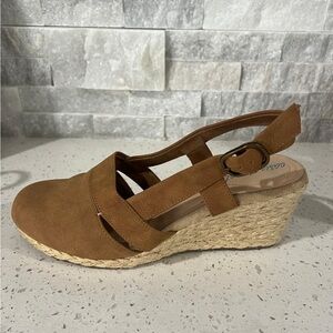 Easy Street Brown Wedge Sandals